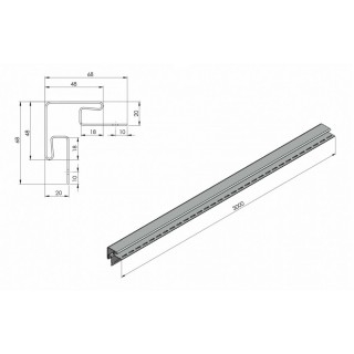 Наружный угловой профиль (90°) для софита RainWay, 3000 мм - 