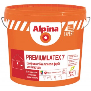 Альпина Премиум Латекс 7, краска устойчивая к истиранию, 10 л