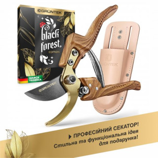 Секатор GRUNTEK PROFI Black Forest Edition обвідний d 18мм, 210мм, в кобурі