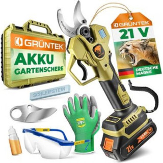 Секатор акум.GRÜNTEK Li-Ion 21V 2Ah, до 30 мм, у валізі, безщітковий, в к-ті з аксес -