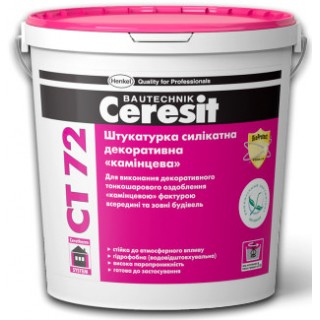Ceresit CT-72 "камешковая" готовая декоративная штукатурка силикатная, 25 кг