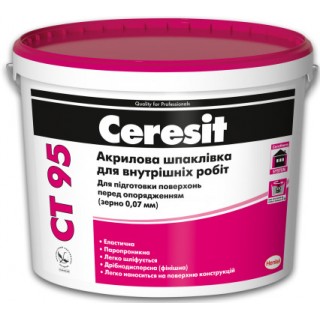 Ceresit CT-95, Готова шпаклівка з зерном 0,07 мм (1-3 мм), 10 л