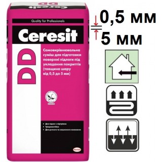 Ceresit (Thomsit) DD, цементна тонкошарова наливна підлога (товщ. 0,5-5 мм), 25 кг