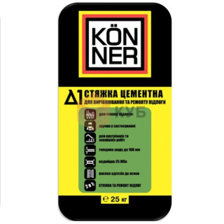 Konner Delta-1, цементная стяжка для пола (10–100 мм), 25 кг