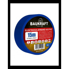 Ізоляційна стрічка ПВХ 0,15мм*19мм*15м блакитна (21 шт в пак) TM BAUKRAFT, Germany Ізоляційна стрічка ПВХ 0,15мм*19мм*15м блакитна (21 шт в пак) TM BAUKRAFT, Germany