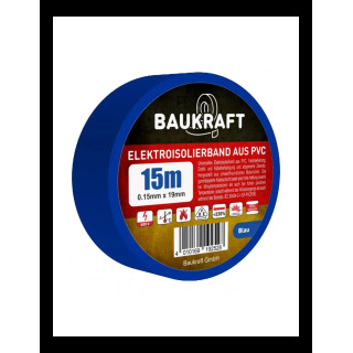 Ізоляційна стрічка ПВХ 0,15мм*19мм*15м блакитна (21 шт в пак) TM BAUKRAFT, Germany