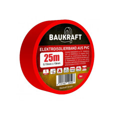 Ізоляційна стрічка ПВХ 0,15мм*19мм*25м червона (18 шт в пак) TM BAUKRAFT, Germany Ізоляційна стрічка ПВХ 0,15мм*19мм*25м червона (18 шт в пак) TM BAUKRAFT, Germany