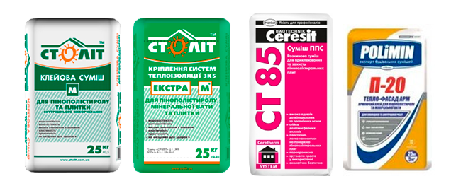 сухие клеящие смеси Ceresit CT-85, Polimin П-20, Століт Екстра М