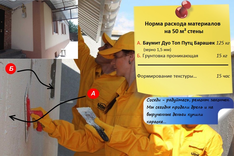Расход и применение Баумит Дуо Топ Путц Барашек